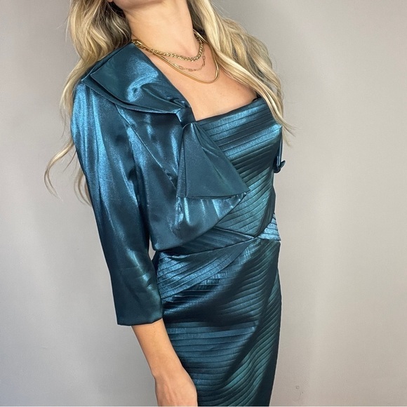 Adrianna Papell Teal Shimmer Dress and Jacket Set - Picture 9 of 13